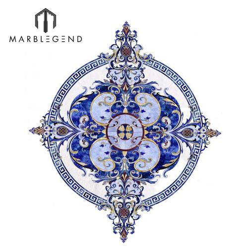 Индивидуальный дизайн меджлиса Round Waterjet Blue Marble Medallion Tile Lowes