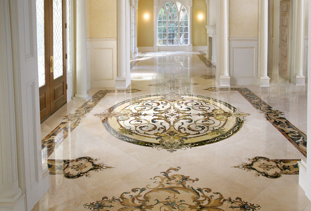 Custom Marble Floor Pattern Design Round Waterjet Medallion Tile PFMStone & Building Art