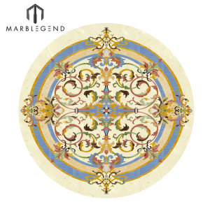 Diseño de patrón de suelo de mármol personalizado Azulejo de medallón redondo de Waterjet