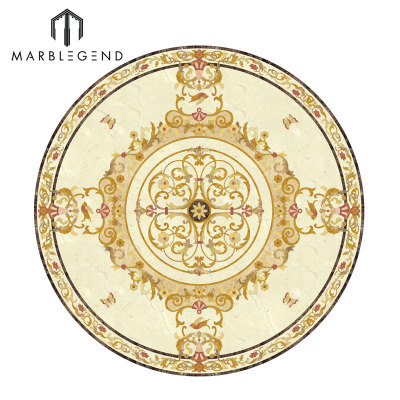Polished Waterjet Classical Round Floor Medallion Design Marble Inlay