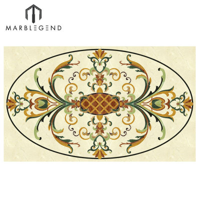 PFM Luxury Floor Design Waterjet Marble Oval Medallion Pattern