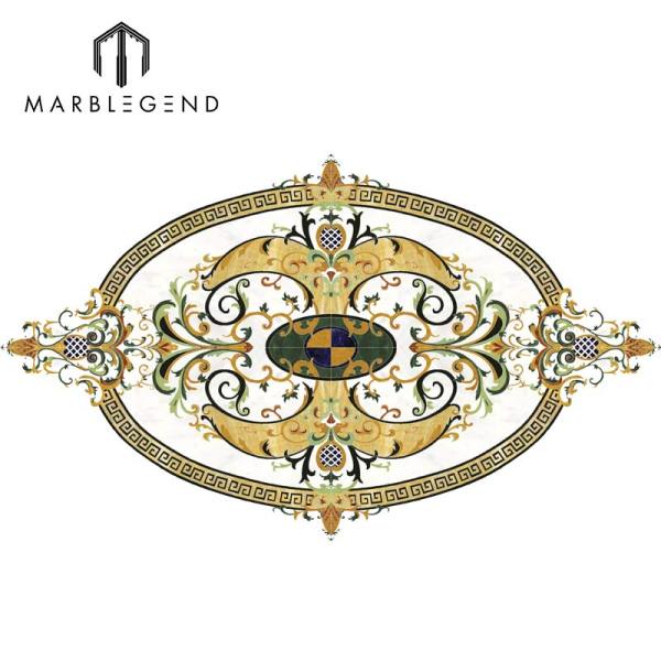 PFM Bianco Carrara Waterjet Плитка Мраморный пол Овальный медальон