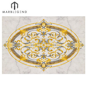 Diseño personalizado del azulejo de piso del medallón de mármol de Rocky Waterjet