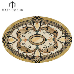 Medallón de pisos de chorro de agua de mármol oval de Caspia de patrón elegante