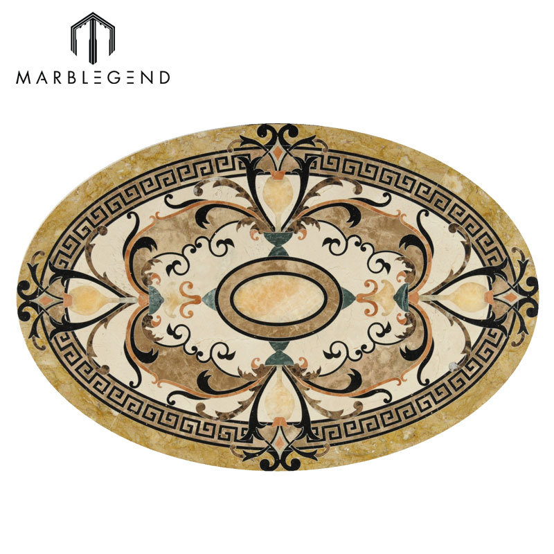 Chic Pattern Caspia Oval Marble Waterjet Flooring Medallion