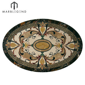 PFM Caspia Oval Marble Waterjet Floor Medallion Tile Design