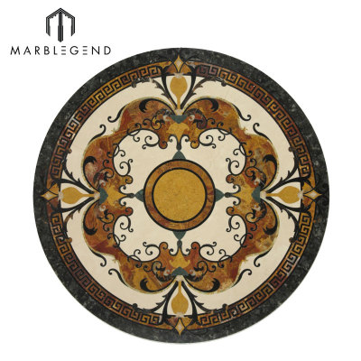 Высокое качество каспия круглый мрамор водоструйный медальон напольная плитка дизайн