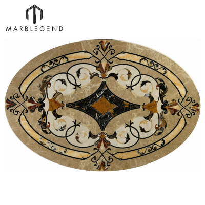 Vernazza Style Oval Marble Waterjet Flooring Medallion Design