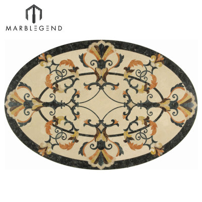 Hot Sale Provence Style Oval Marble Waterjet Flooring Medallion