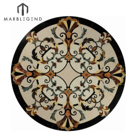 Serie Provence Diseño de piso Medallón redondo Waterjet mármol incrustación