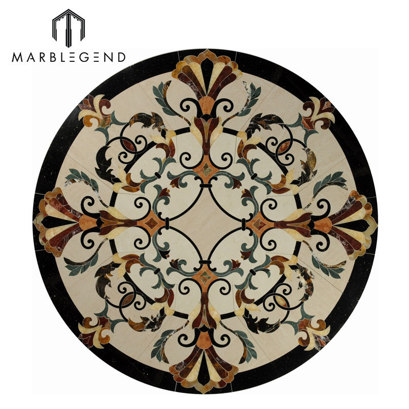 Provence Series Floor Design Round Medallion Waterjet Marble Inlay