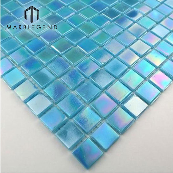 China Mosaic Design Blue Glass Mosaic Sheets tile For Swimming Pool