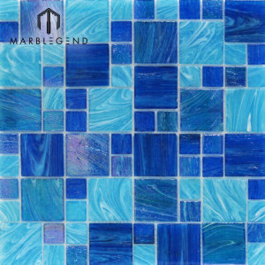 Мексиканский бассейн с использованием мозаики из хрусталя Голубая мозаичная плитка для бассейна