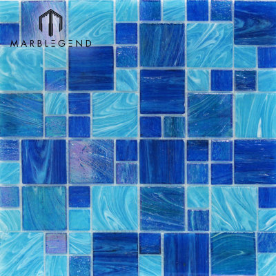 Мексиканский бассейн с использованием мозаики из хрусталя Голубая мозаичная плитка для бассейна