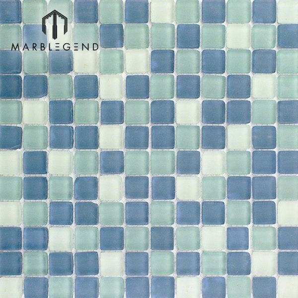 PFM Polished Crystal Glass Mosaic Light Blue Mosaic Swimming Pool Tile