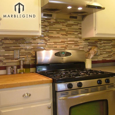 Tao coffee Random Strip Glass Mosaic Tile for Wall decoration