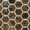 PFM Florentine Pearl Dark Emperador Marble Stone y Pearl Glass Mosaic Tile