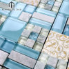 Natural Marble Bathroom Shower Wall Tiles Blue Glass And Stone Blend Mosaic