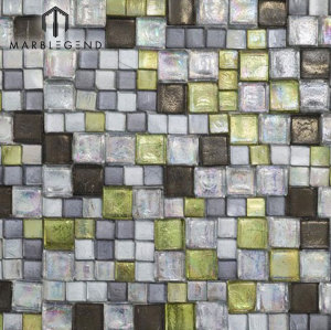 Polished Natural Structura Olive Stone Glass Tile Mix Mosaic Tile For Wall Decoration
