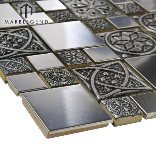 PFM Backsplash Decor Random Size Stainless Steels Metal Mosaic Tile
