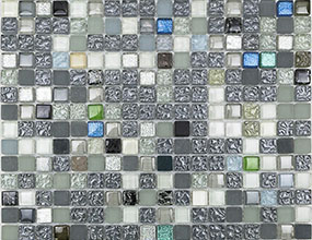 Blue mix white glass mosaic