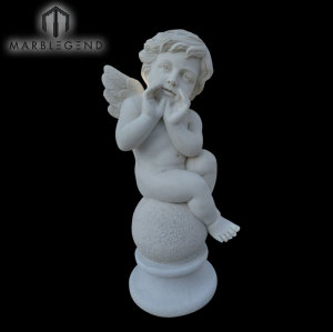Impresionante mano tallada escultura vívido ángel estatua de mármol blanco