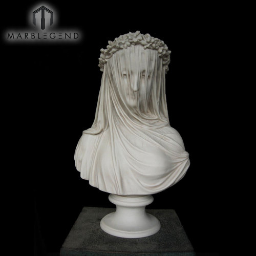 Awesome White Marble Bride Statue Lady Bust Portrait Sculpture