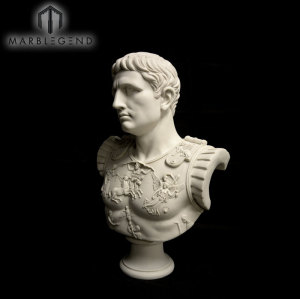 Hand Carved Art Figure Stone Sculpture Marble Bust Statue Of Augustus Caesar