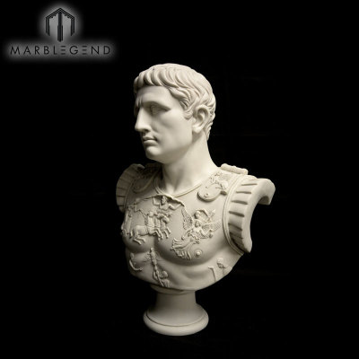 Hand Carved Art Figure Stone Sculpture Marble Bust Statue Of Augustus Caesar
