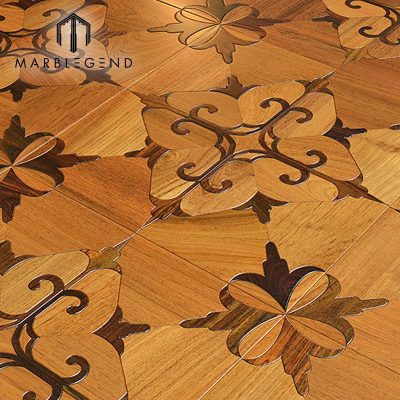 Rhombus Design Marquetry Wood Inlay Solid Wood Parquet Flooring Tiles