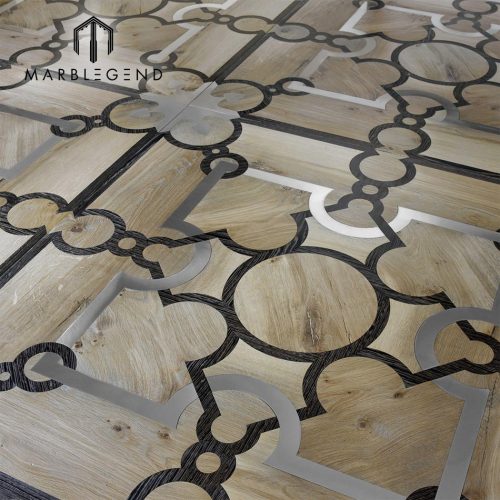 تصميم فاخر من الفولاذ المقاوم للصدأ البلوط الخشب البطانة الصلبة الأرضيات الخشبية الباركيه