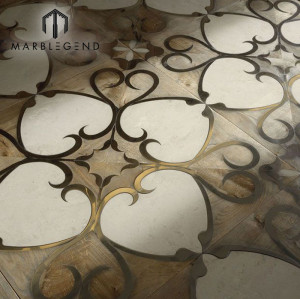 Patrón de flor hecho a mano de mármol mármol madera incrustaciones pisos parquet