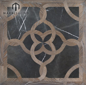 Classic Pattern Parquet Wood  Marble Inlay Flooring Tiles