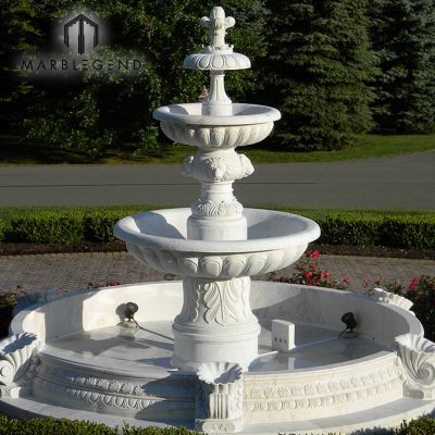 Good sale White marble backyard water fountain for outdoor decoration