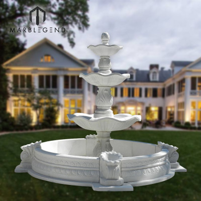 Large outdoor garden use natural white marble water fountain