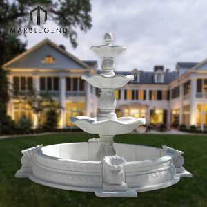 Large outdoor garden use natural white marble water fountain