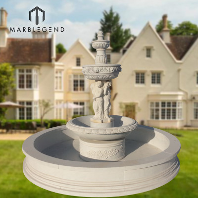 Fuente de agua de mármol de piedra natural del uso al aire libre del jardín con la figura estatua