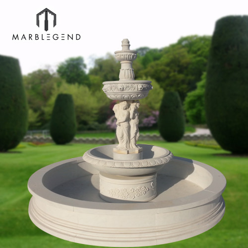 Открытый сад использовать природный камень мрамор фонтан воды с фигурой статуи