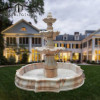 Outdoor beige marble lotus shape water pool carving garden water fountain