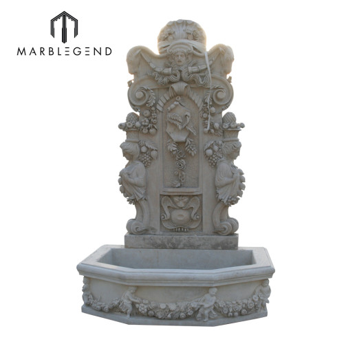 Крытый Натуральный белый мрамор Настенный фонтан с статуей ангела