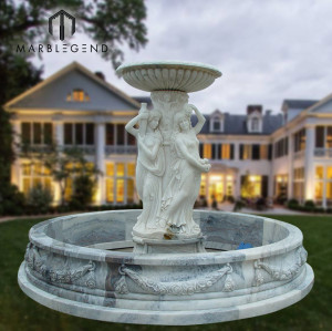 Jardín al aire libre decoración piedra talla figura estatua mármol fuente de agua