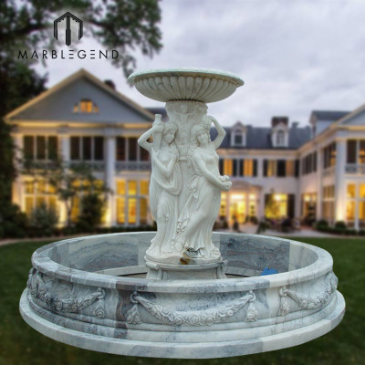Jardín al aire libre decoración piedra talla figura estatua mármol fuente de agua