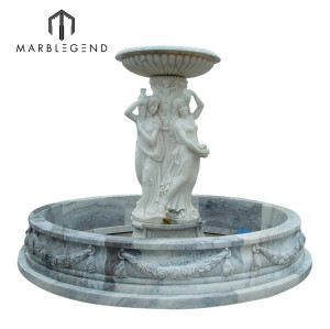 Outdoor Garden Decoration Stone Carving Figure Statue Marble Water Fountain