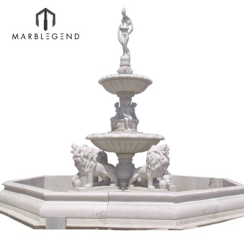 Высокое качество Большой открытый лев и фигура статуя мраморный фонтан