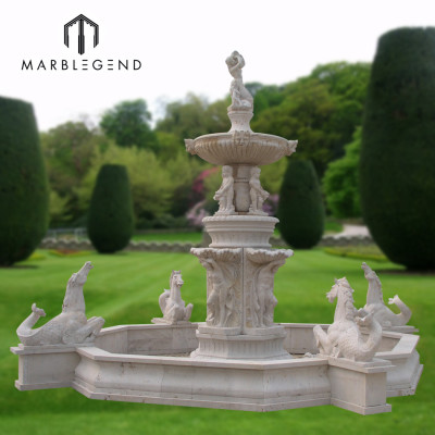 Натуральный камень большой конь и фигура статуя мраморный фонтан для украшения сада