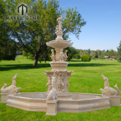 Fuente de agua de mármol de talla de piedra al aire libre clásica para la decoración del jardín