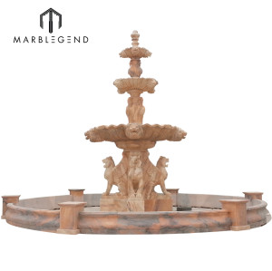 PFM factory supply outdoor three tier lion statue large marble water fountain