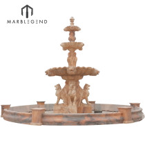 PFM factory supply outdoor three tier lion statue large marble water fountain