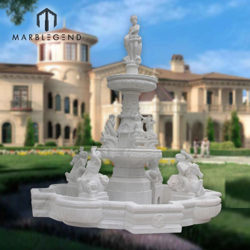 Large tropical style marble water fountain for outdoor garden use