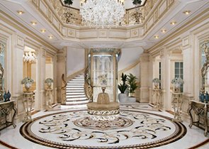 Luxury Villa Waterjet marble Flooring design